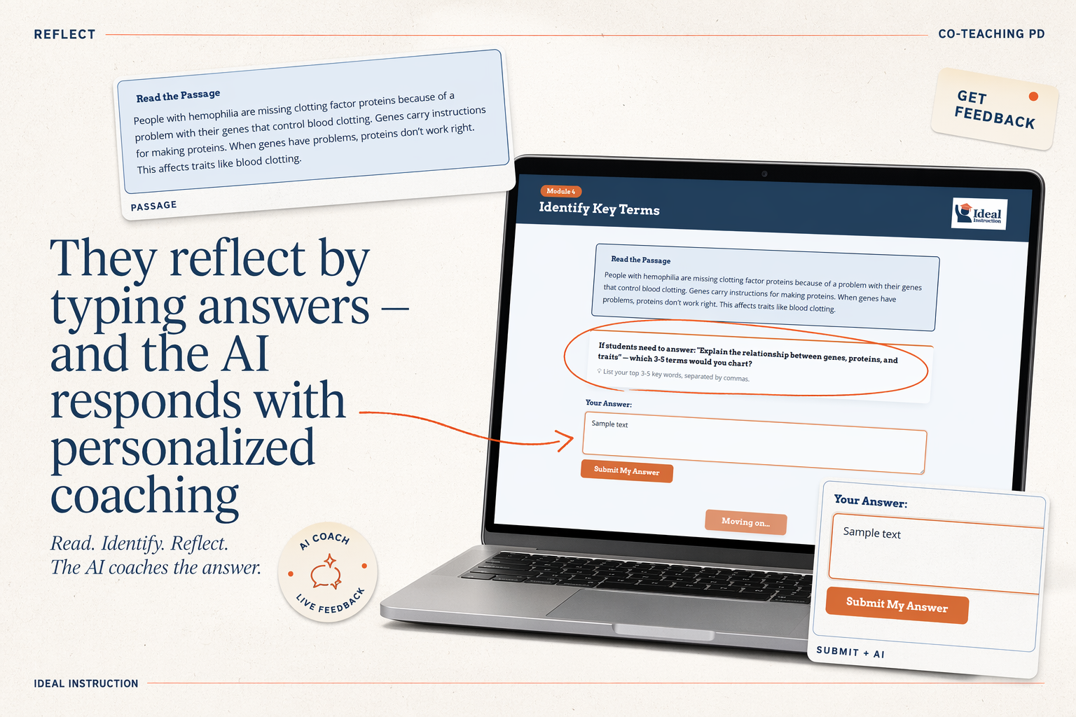 They explain their thinking, and the AI coaches them with worked examples.
