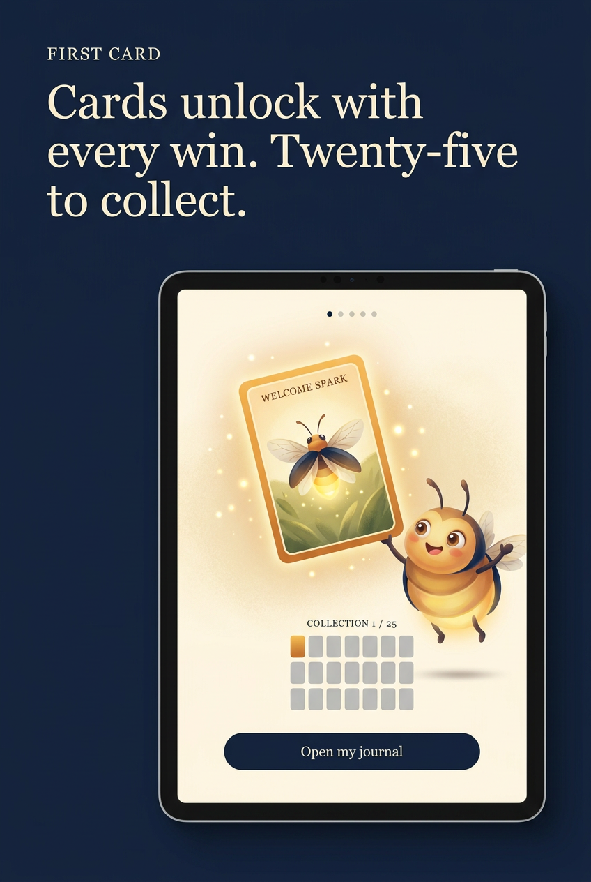 Cards unlock with every win. Twenty-five to collect.