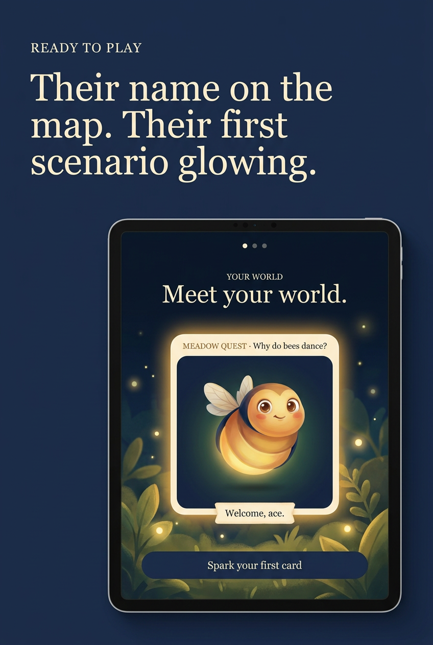 Their name on the map. Their first scenario glowing.